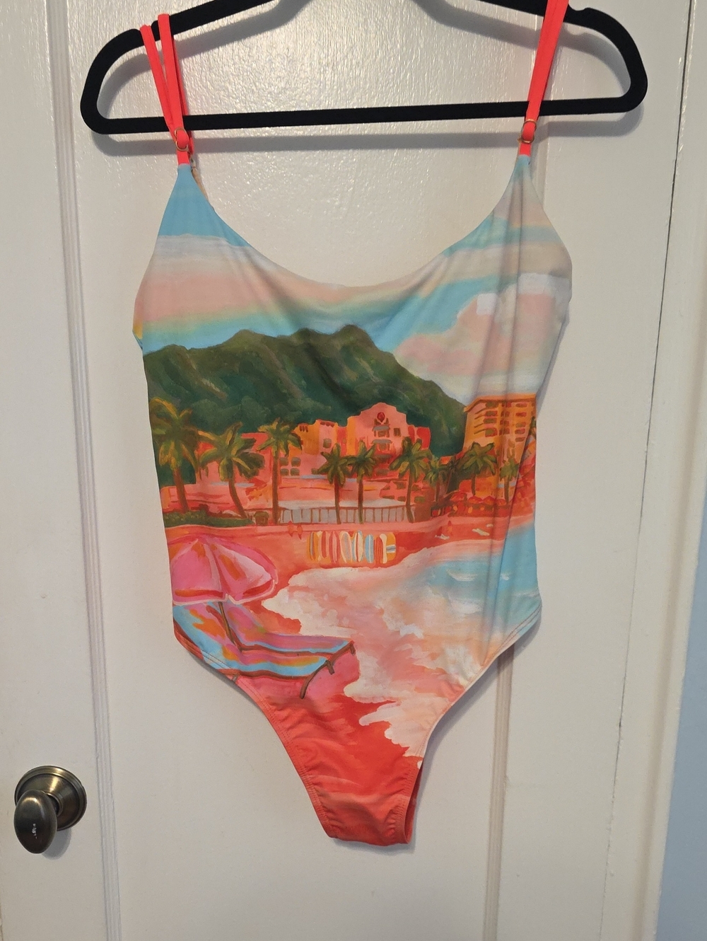 Cotton On Body Coral and Aqua Tropical Beach Print Swim Footie